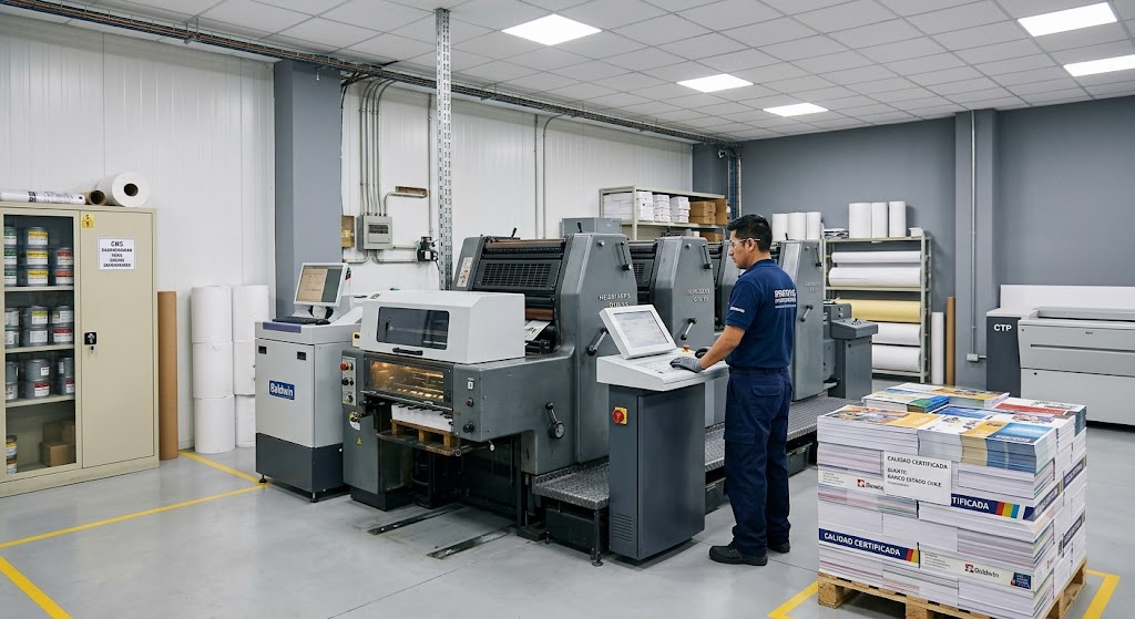 Máquina Heidelberg en producción offset para grandes tirajes